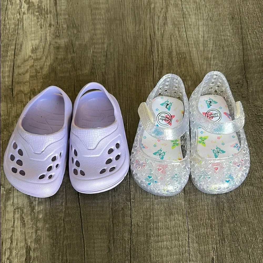 Wonder Nation| baby girl Mary Jane jelly shoes and Clogs bundle. Size 2